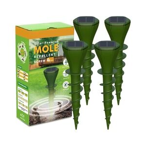 Motor Mole Solar Powered Mole Repellent Screw Stakes 4‎ Pack Green AB01M